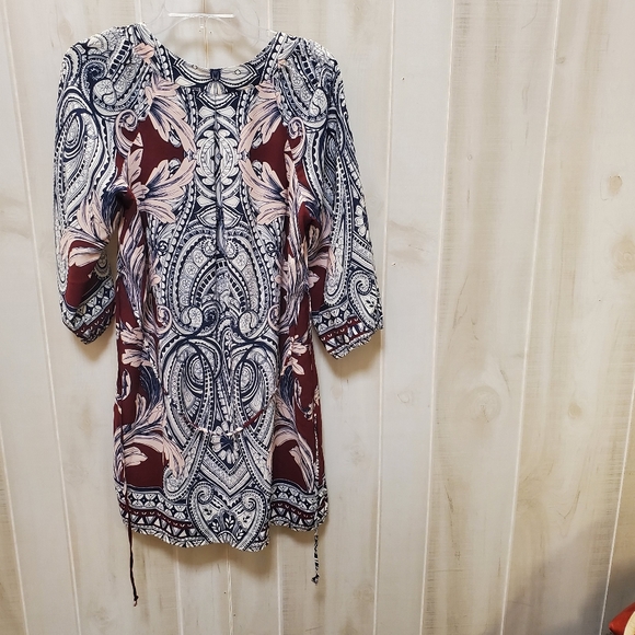 BOHO Mixed Print Sheath Dress w/ Sleeves Size Med - EUC! - Picture 5 of 12